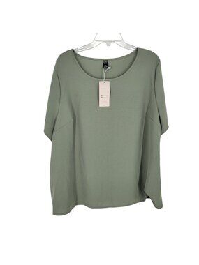 3XL Sage Green Blouse Short Sleeve Flowy Casual Top Light Weight Minimal capsule